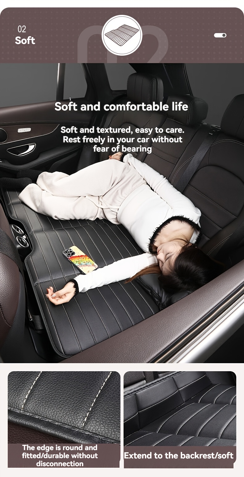 Jedan komad sklopivog dušeka za zadnje sedište automobila, praktičan krevet za putovanja, navlaka za auto sedište za pse, kompatibilan sa većinom vozila uključujući automobile, SUV vozila i kamione, sa konkavnim dizajnom pogodnim za kampovanje i putovanja