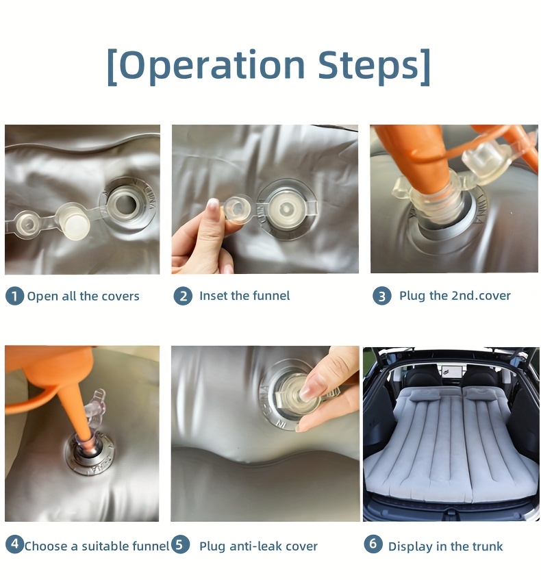 Auto Krevet – Dušek za Kampovanje – Prenosivi Krevet na Naduvavanje za Putovanja, Spavanje, Pogodan za Univerzalna Terenska Vozila sa Produženim Sofa na Naduvavanje, Uključuje Dva Jastuka na Naduvavanje – Crni