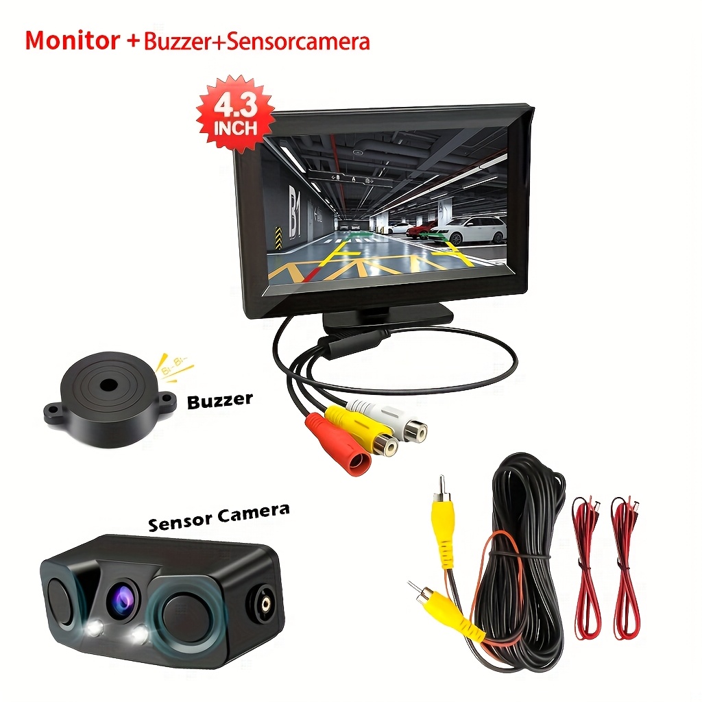 3-u-1 Parking Senzor Kamera sa LED Noćnim Vidom, Prikazom Slike Pri Vožnji Unazad i Alarm Funkcijom - Pogodno za Automobile, Kamione, Kampere, Senzori za Parkiranje Vozila, Poboljšana Bezbednost Vozila, Automobilski Dodaci, Izdržljiva Konstrukcija