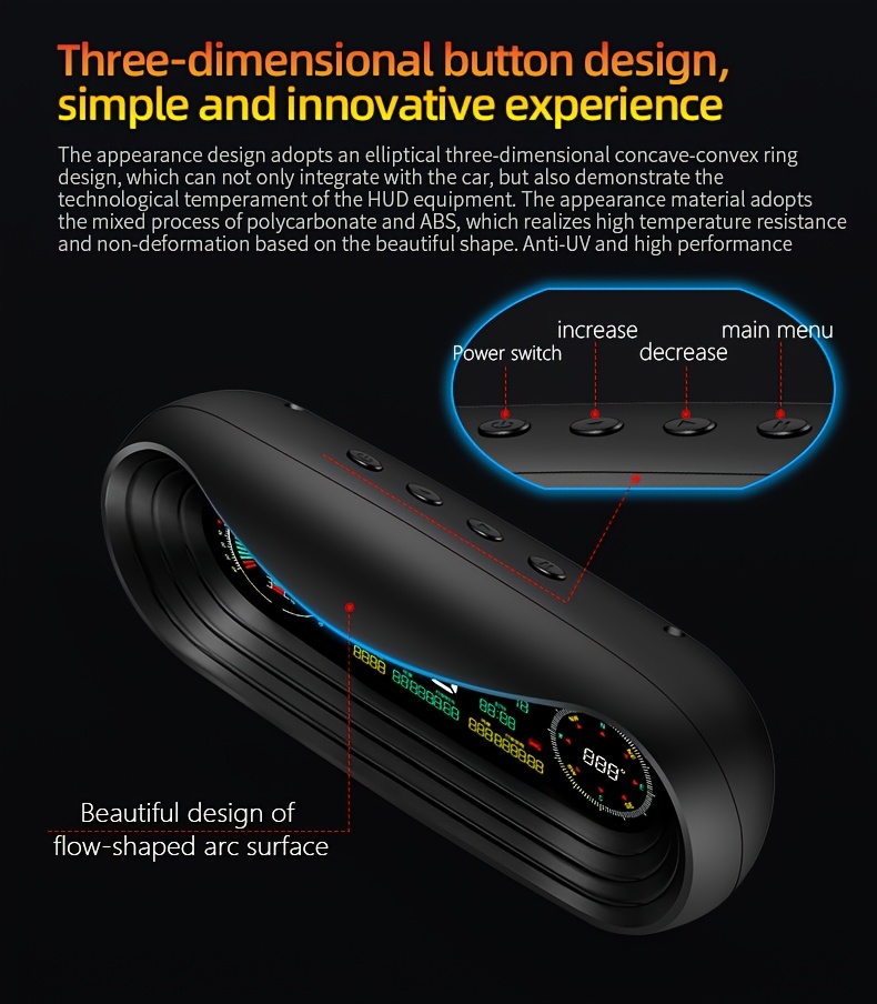 Novi automobilski elektronski kompas GPS Head-Up HUD displej, upozorenje na umor, brzinomjer, visinomjer, satelitsko pozicioniranje, kompas višefunkcionalni digitalni precizni displej, potpuno automatski satelitski signalni podaci, kul off-road modifikacija
