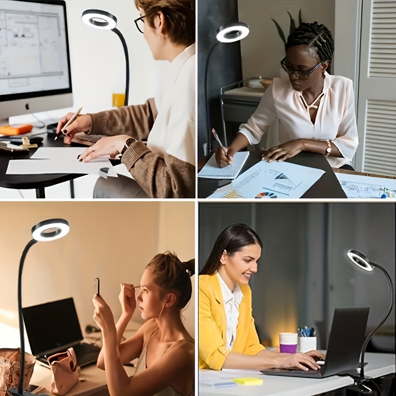 1 kom USB - Fleksibilna stona lampa sa gipkim ramenom i stezaljkom, podesiva lampa za radni sto, USB - lampa sa stezaljkom, zaštita za oči, za računar, čitanje, noćni ormarić, kompaktna LED lampa koja štedi prostor (3 opcije temperature boje, 10 glatkih podešavanja osvetljenja)