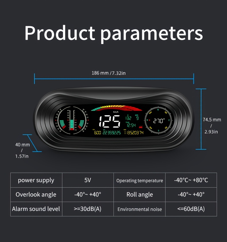 Novi automobilski elektronski kompas GPS Head-Up HUD displej, upozorenje na umor, brzinomjer, visinomjer, satelitsko pozicioniranje, kompas višefunkcionalni digitalni precizni displej, potpuno automatski satelitski signalni podaci, kul off-road modifikacija