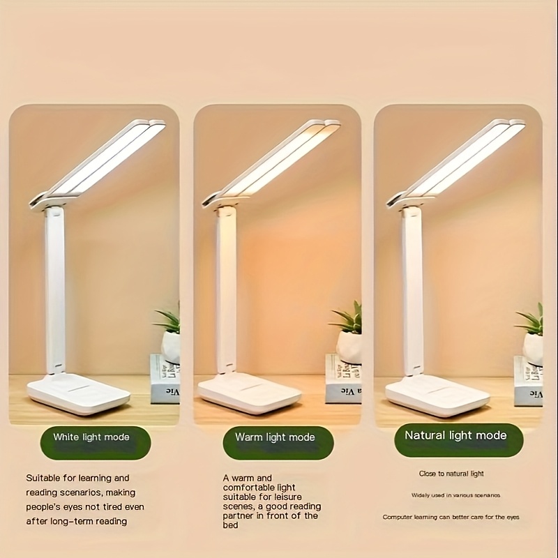 LED stona lampa sa tri boje temperature | Dvostruka glava sa kontrolom na dodir, sklopiva, USB punjenje, noćno svetlo i lampa za krevet, pogodna za učenje i kancelariju