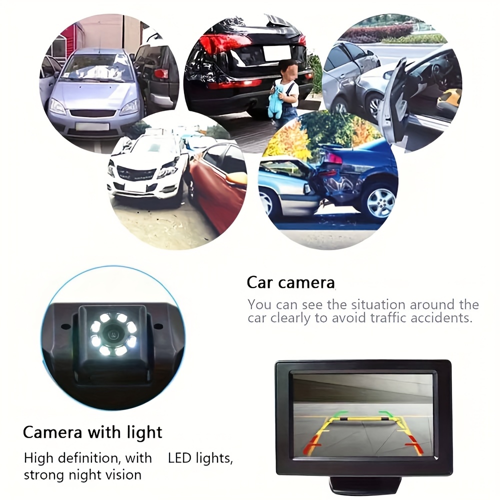 12V Kamera za zadnji pregled sa 8 LED senzora za parkiranje, Parktronic i univerzalni držač registarske tablice – Auto dodatak