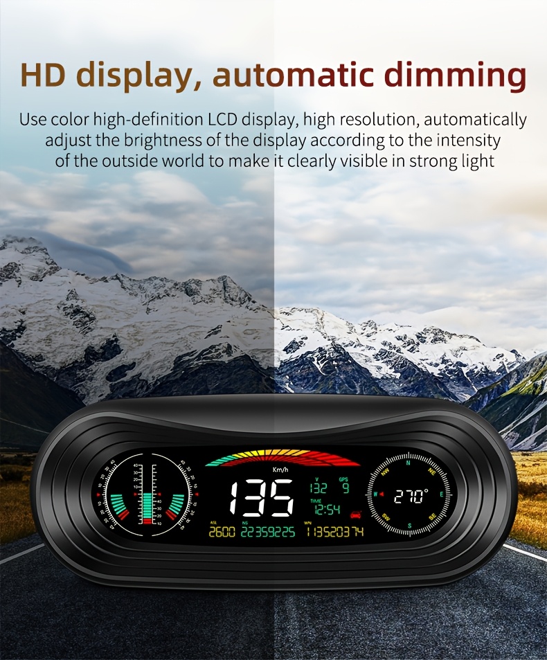 Novi automobilski elektronski kompas GPS Head-Up HUD displej, upozorenje na umor, brzinomjer, visinomjer, satelitsko pozicioniranje, kompas višefunkcionalni digitalni precizni displej, potpuno automatski satelitski signalni podaci, kul off-road modifikacija
