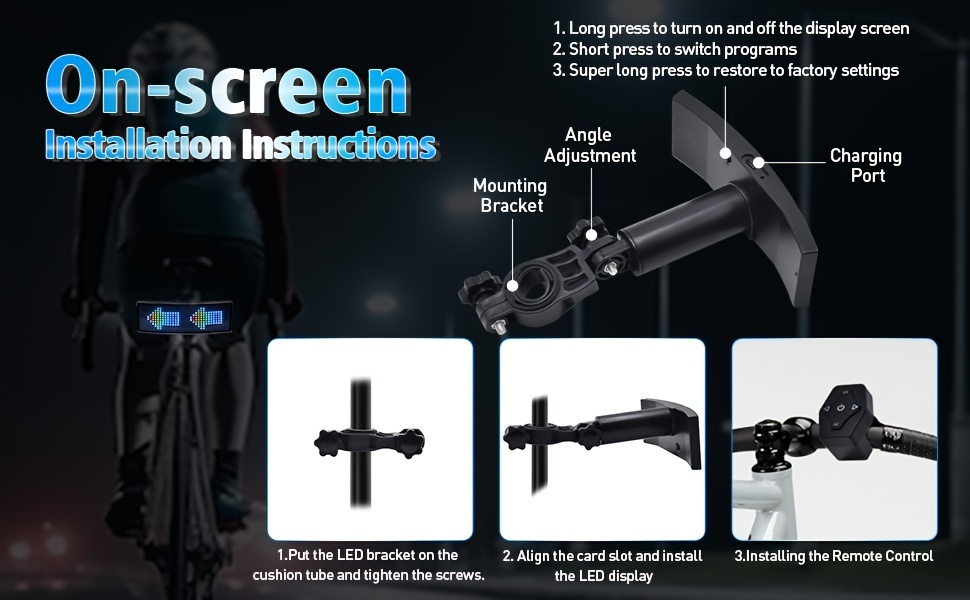 GOTUS Pametno LED svetlo za bicikl sa bežičnim daljinskim upravljačem, prikazom brzine u realnom vremenu, programabilno preko aplikacije, punjenje preko USB-a, lako za instalaciju za bezbednost noćne vožnje, oprema za urbanu vožnju bicikla, vidljivost tokom vožnje, kompaktni dizajn, moderan dodatak za bicikl, dugotrajno svetlo, visokoperformansno LED svetlo, pametna oprema za bicikl, za gradsku vožnju, ljubitelji biciklizma