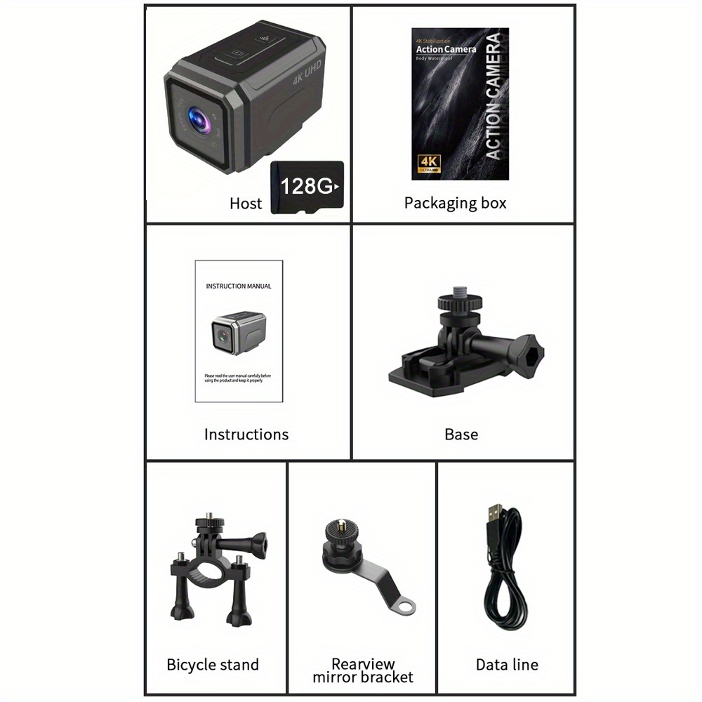 4K Ultra HD Prenosiva Akciona Kamera za Spoljašnju Upotrebu | Otporna na Kišu i Prašinu, Stabilizacija Slike, Rekorder za Motocikle/Bicikle/Jahanje, WiFi Hotspot, Punjiva Baterija od 3000mAh, 8 Sati Kontinuiranog Snimanja, Objektiv Širokog Ugla od 120°, Svakodnevno Vlogovanje