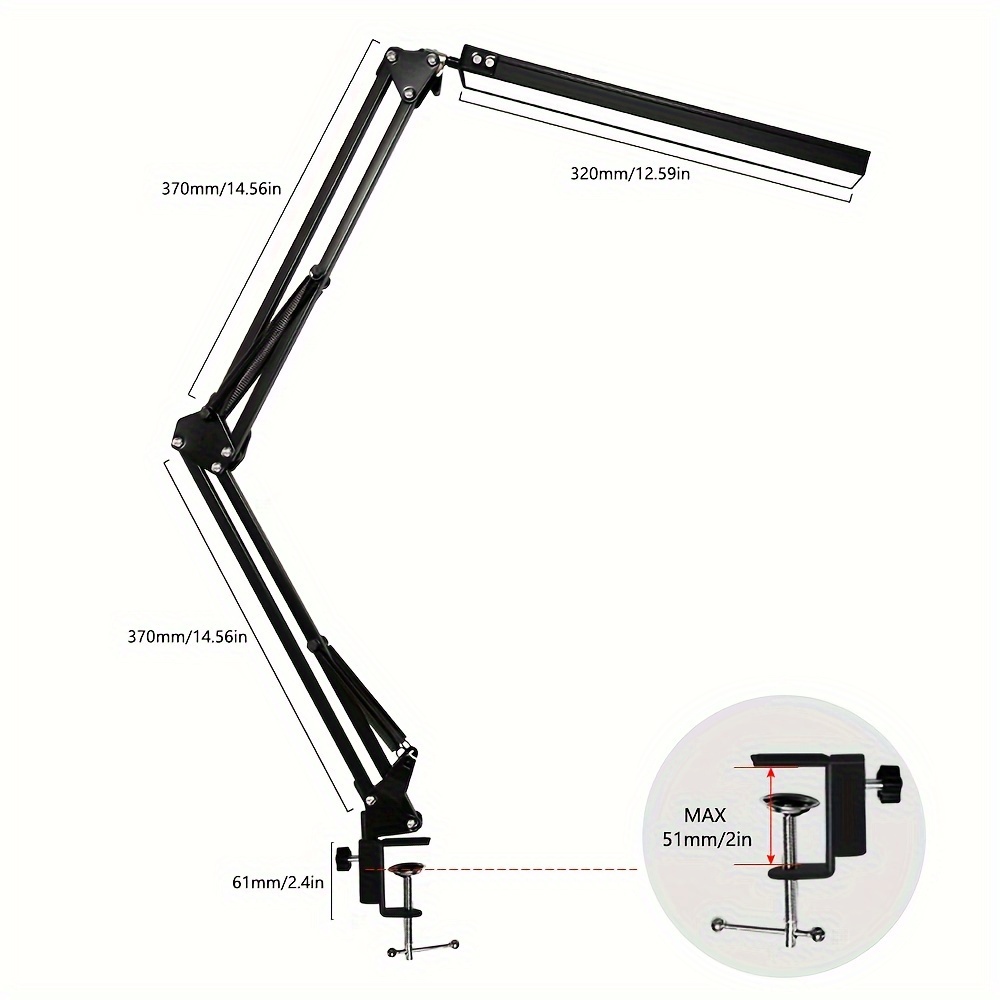LED stona lampa sa USB napajanjem, dizajnirana za upotrebu u kancelariji, sa zaštitom za oči, podesivom metalnom zakretnom rukom i mogućnostima studija osvetljenja. Nudi tri podešavanja boje i deset nivoa osvetljenosti, što je čini idealnom za čitanje i učenje.