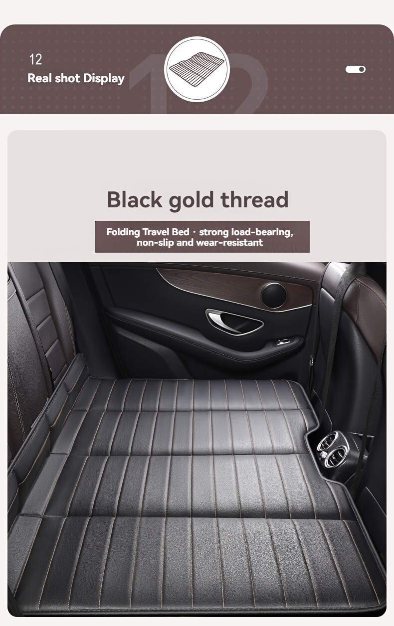 Jedan komad sklopivog dušeka za zadnje sedište automobila, praktičan krevet za putovanja, navlaka za auto sedište za pse, kompatibilan sa većinom vozila uključujući automobile, SUV vozila i kamione, sa konkavnim dizajnom pogodnim za kampovanje i putovanja