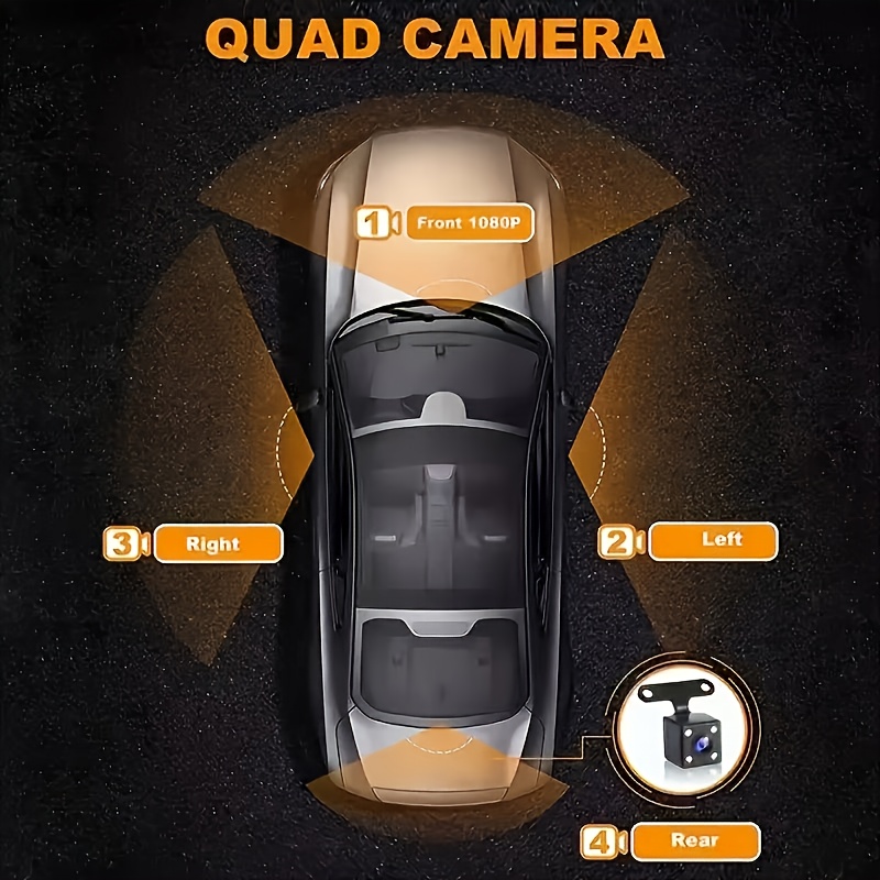 Pravi četvorokanalni 1080P Ultra HD snimanje | Objektiv širokog ugla od 170 stepeni | Rikverc kamera poboljšava sigurnost parkiranja | Ugrađeni gravitacioni G senzor automatski zaključava trenutni video tokom sudara | Automatski briše prethodni neophodni video