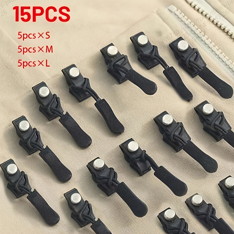 15 komada komplet za popravku rajsferšlusa, brzo postavljivi rajsferšlusi, odvojive zamenske glave rajsferšlusa, zamenjive plastične glave rajsferšlusa, veličine S/M/L, pogodno za odeću, prtljag, rančeve, pribor za šivenje