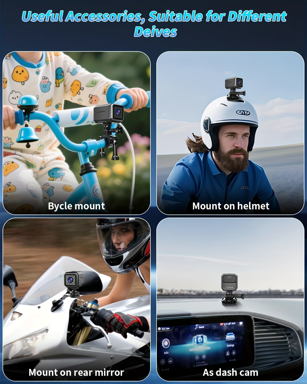 4K Ultra HD Prenosiva Akciona Kamera za Spoljašnju Upotrebu | Otporna na Kišu i Prašinu, Stabilizacija Slike, Rekorder za Motocikle/Bicikle/Jahanje, WiFi Hotspot, Punjiva Baterija od 3000mAh, 8 Sati Kontinuiranog Snimanja, Objektiv Širokog Ugla od 120°, Svakodnevno Vlogovanje