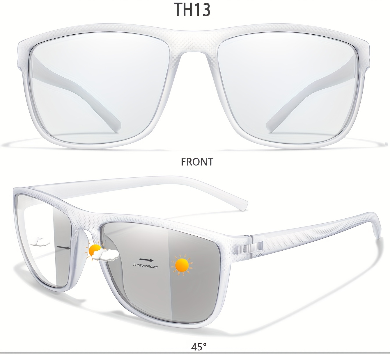 LOISRUBY Fotohromatske Kvadratne Modne Naočare sa Širokim Okvirom - Podešavanje Tamnosti, za Vožnju, Planinarenje, Ribolov, Kampovanje, Biciklizam - Uniseks Naočare za Spoljašnju Upotrebu Pogodne za Muškarce i Žene