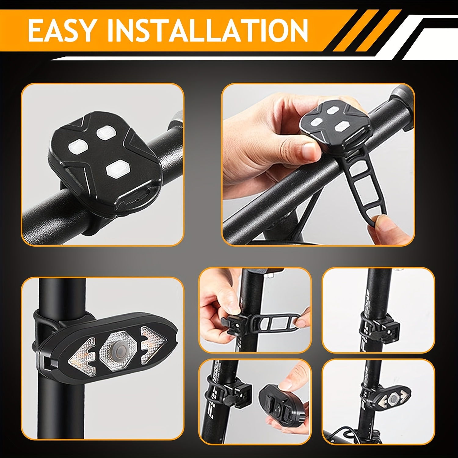 Pametna zadnja svetla za bicikl | USB punjiva, LED svetla, nije vodootporna, ABS materijal, držač za nosač sedišta