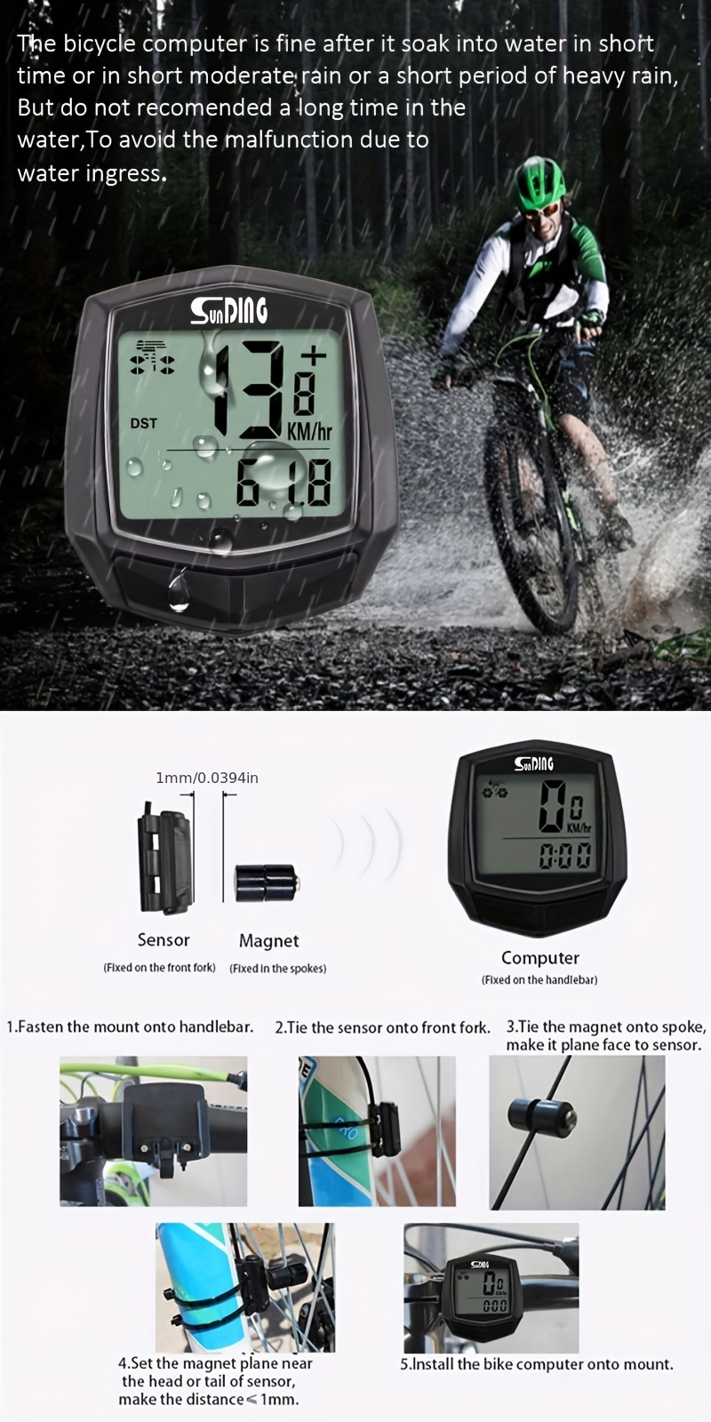 1 kom Janet Skiffer Biciklistički kompjuter sa žicom, digitalni MTB brzinomjer/odometar sa LCD ekranom, multifunkcionalni biciklistički kompjuter, pogodan za brzinomjer, odometar, - (Kompatibilan sa MTB dodatcima)