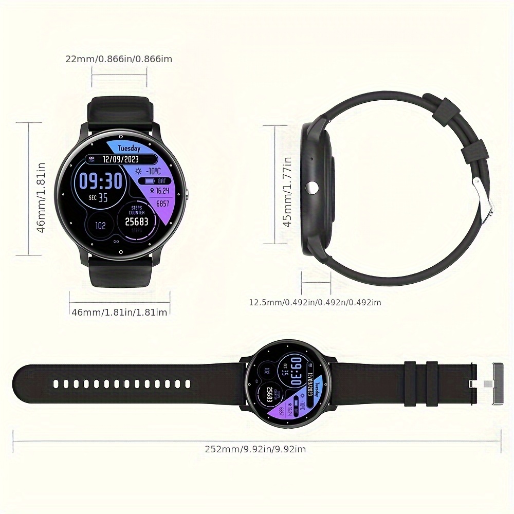 Veliki HD ekran pametni sat pogodan i za muškarce i za žene, dostupan u 8 boja, sa bežičnim pozivanjem, ocenama, praćenjem fitnesa na otvorenom, plivanjem, trčanjem, vožnjom bicikla, vremenskim prognozama u realnom vremenu i modernim dizajnom.