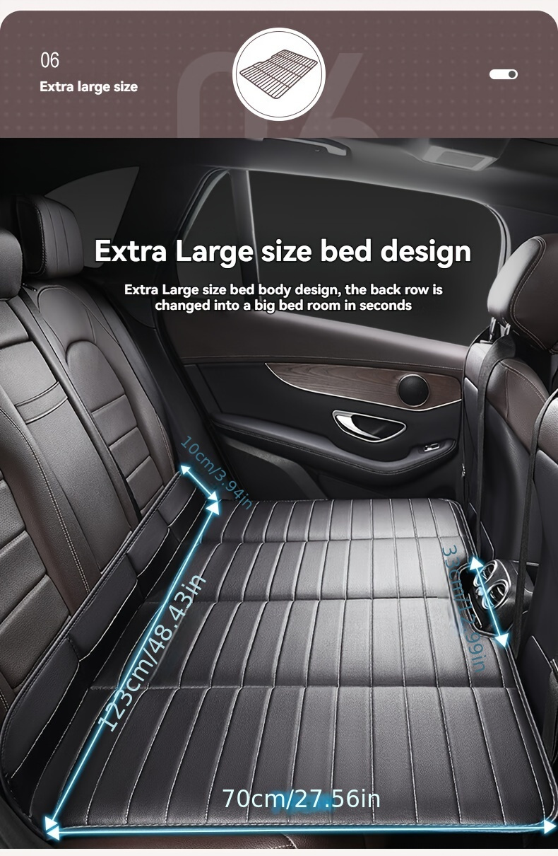 Jedan komad sklopivog dušeka za zadnje sedište automobila, praktičan krevet za putovanja, navlaka za auto sedište za pse, kompatibilan sa većinom vozila uključujući automobile, SUV vozila i kamione, sa konkavnim dizajnom pogodnim za kampovanje i putovanja