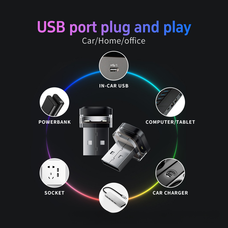 LED ambijentalna svetla sa USB-om, sa četiri boje za unutrašnju dekoraciju i male svetiljke, bez baterije