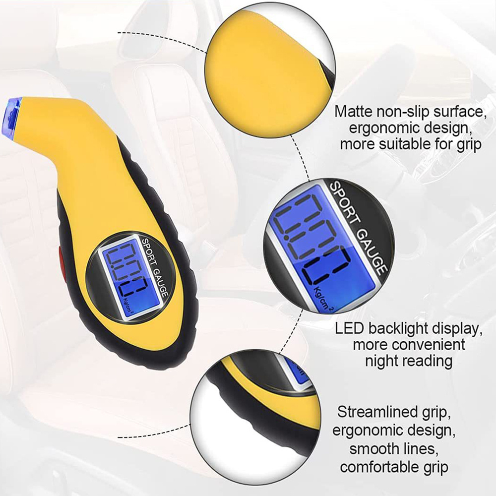 Novi merilac pritiska u gumama sa pozadinskim osvetljenjem, digitalni merilac pritiska u gumama za automobil sa LCD ekranom