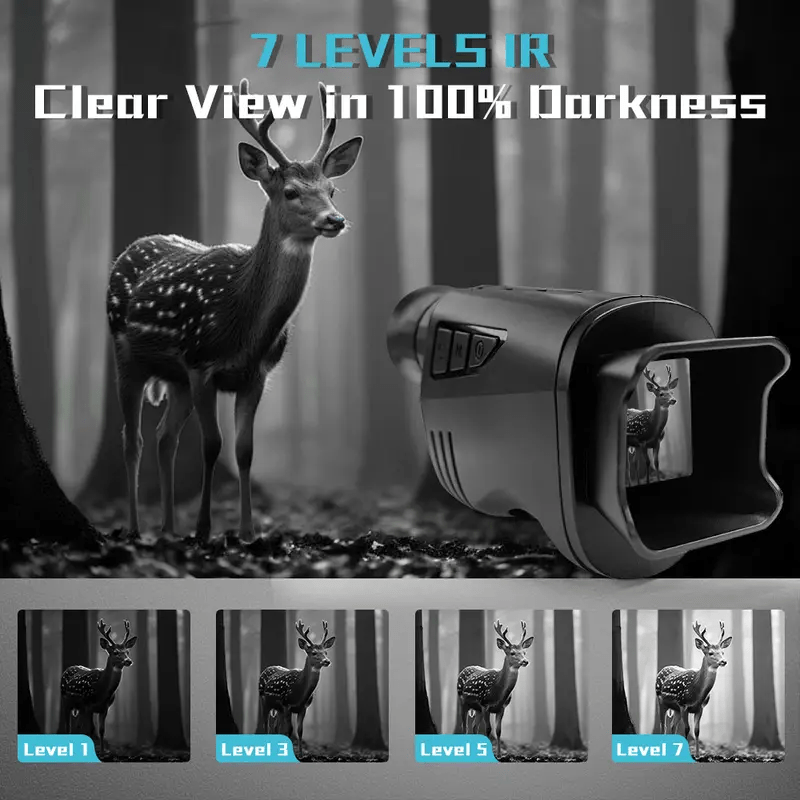 1080P HD Monokularni Teleskop sa 16x Digitalnim Zumom i Infracrvenim Noćnim Vidom, 3000mAh Baterija, 1.54” IPS Ekran, Punjiv, Pogodan za Lov, Planinarenje, Kampovanje, Izdržljiv Prenosni Uređaj za Noćni Vid