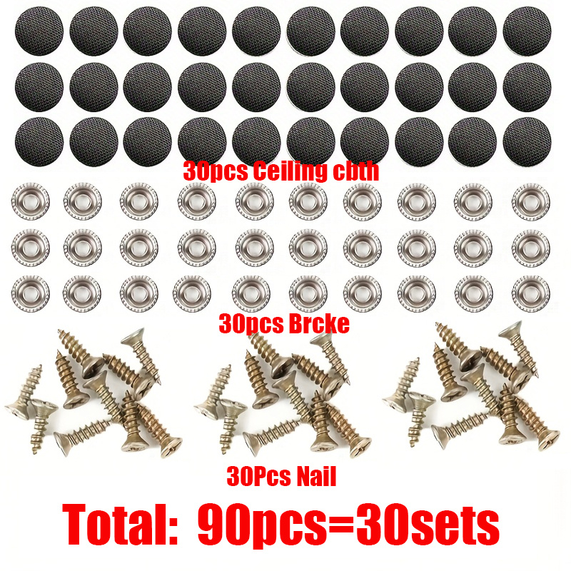 90 komada 30-Set komplet za popravku krovnih kopči za auto, jednostavna montaža bez lepka, ojačan najlonskom oblogom, za popravku krova automobila, set za popravku poklopca