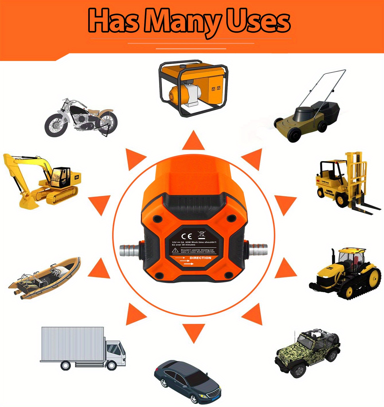 12V Prenosiva Pumpa za Ulje za Automobile 60W Električna Pumpa za Dizel i Gorivo, Ekstraktor za Sirove Tečnosti, Pumpa za Prenos, Narandžasta Boja, Automobilski Alati, za Automobile, Brodove, Helikoptere, Motocikle, Opremu za Otvoreni Prostor, Alat za Prenos Tečnosti, Čvrsta Konstrukcija