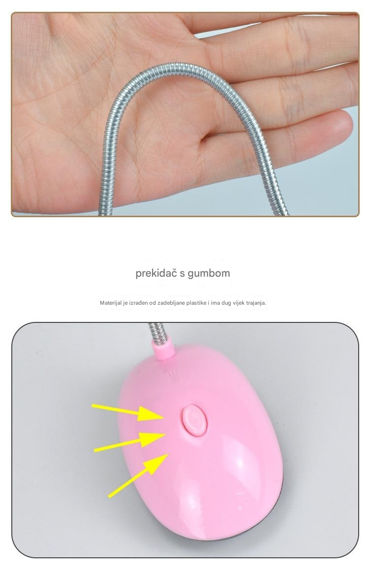 LED Stona Lampa | Lampa za Sto sa Zaštitom za Oči za Dojenje Bebe, Čitanje i Učenje u Studentskom Domu | Punjiva Litijum-Polimer Baterija, USB Punjenje, Uključivanje/Isključivanje na Dodir, Plastični Materijal