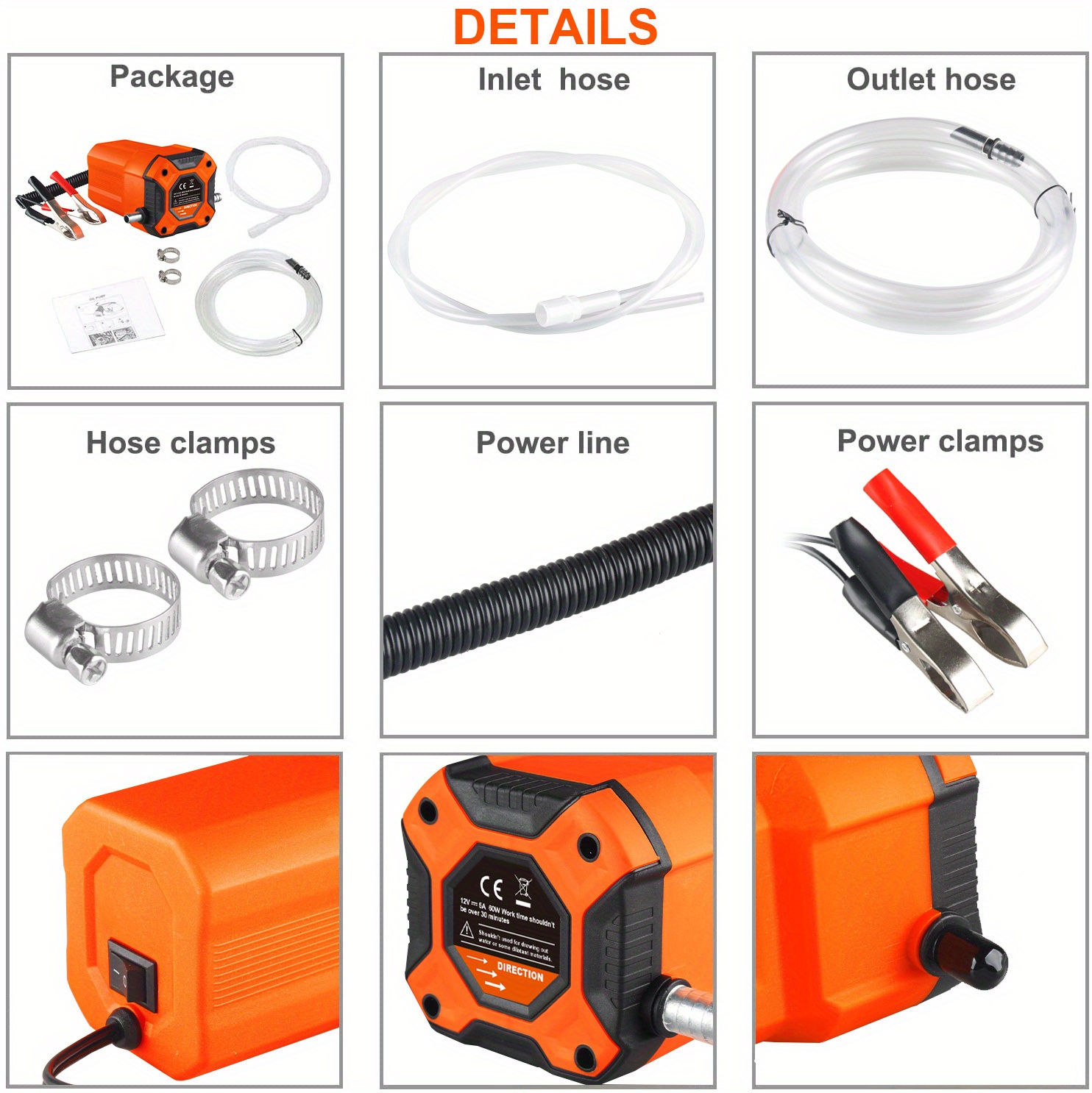 12V Prenosiva Pumpa za Ulje za Automobile 60W Električna Pumpa za Dizel i Gorivo, Ekstraktor za Sirove Tečnosti, Pumpa za Prenos, Narandžasta Boja, Automobilski Alati, za Automobile, Brodove, Helikoptere, Motocikle, Opremu za Otvoreni Prostor, Alat za Prenos Tečnosti, Čvrsta Konstrukcija