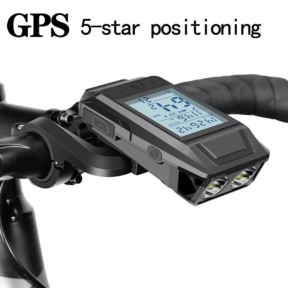 Unapređeni 3-u-1 GPS biciklistički kompjuter i brzinomjer - USB uređaj sa praćenjem brzine, kompatibilan za planinske/putne bicikle, nosač za upravljač za noćnu vožnju, dodatna oprema za bicikle