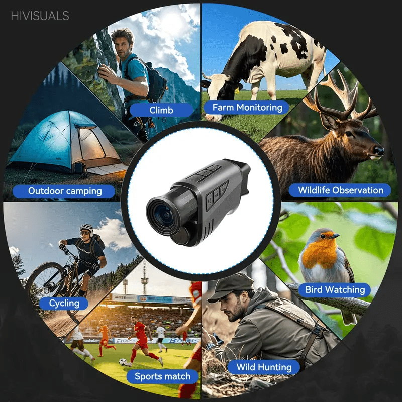 1080P HD Monokularni Teleskop sa 16x Digitalnim Zumom i Infracrvenim Noćnim Vidom, 3000mAh Baterija, 1.54” IPS Ekran, Punjiv, Pogodan za Lov, Planinarenje, Kampovanje, Izdržljiv Prenosni Uređaj za Noćni Vid