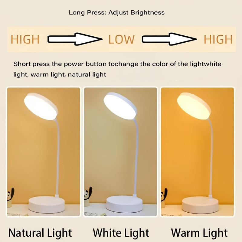 Minimalistička stona lampa, umetnička dekorativna svetiljka | LED svetlo je nežno za oči, napaja se preko USB-a, dizajnirana za kućnu upotrebu tokom noćnog čitanja, lampa za čitanje sa 3 podesiva režima boja - pogodna za dnevne sobe, spavaće sobe