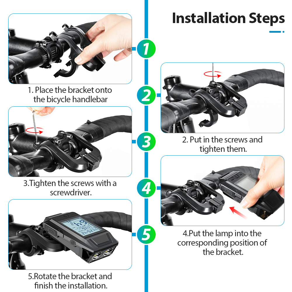 Unapređeni 3-u-1 GPS biciklistički kompjuter i brzinomjer - USB uređaj sa praćenjem brzine, kompatibilan za planinske/putne bicikle, nosač za upravljač za noćnu vožnju, dodatna oprema za bicikle