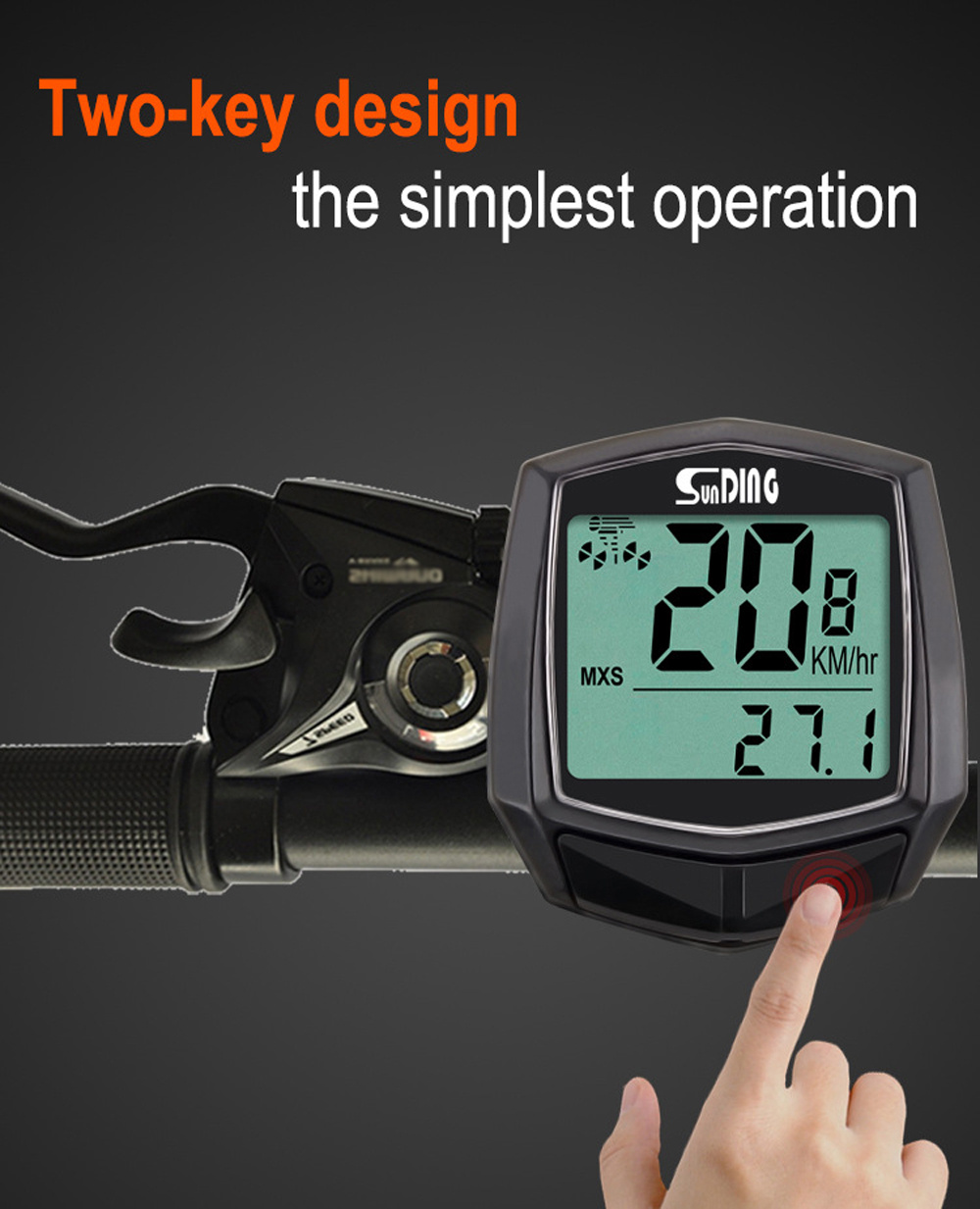 Žičani Biciklistički Kompjuter sa Brojačem | Digitalni Brojač Brzine za Bicikl, LCD Ekran, Brzinomer za Vožnju, ABS, Napajanje na Baterije, Dugmasta Baterija koja se Ne Punji, Funkcija Termometra