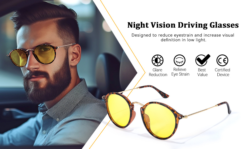Noćne naočare za vožnju za žene i muškarce, klasične okrugle polarizovane modne naočare