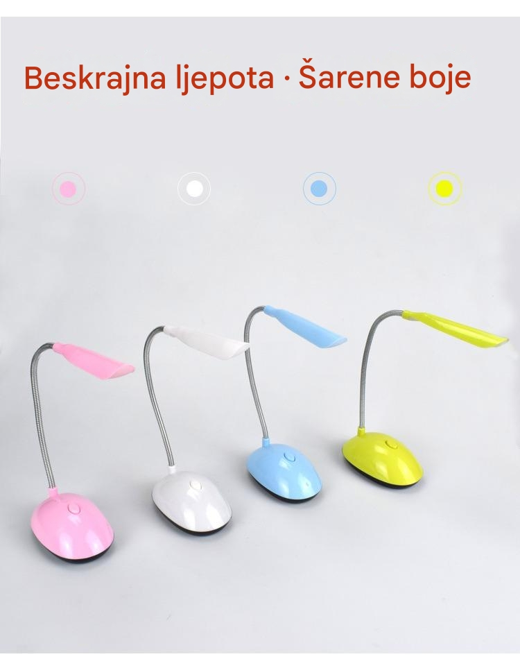 LED Stona Lampa | Lampa za Sto sa Zaštitom za Oči za Dojenje Bebe, Čitanje i Učenje u Studentskom Domu | Punjiva Litijum-Polimer Baterija, USB Punjenje, Uključivanje/Isključivanje na Dodir, Plastični Materijal