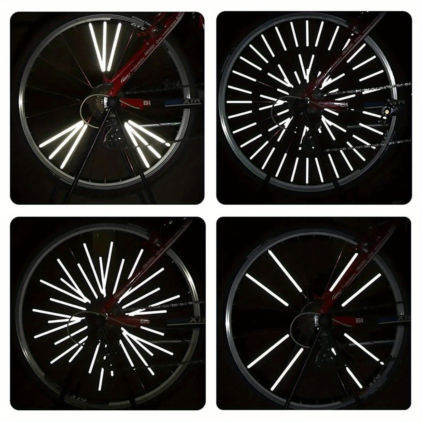 12 komada reflektora za biciklističke žbice - Svetleće trake za točkove (Univerzalne) - Reflektivne trake za putničke/planinske bicikle - Dodaci za bezbednost vožnje za odrasle