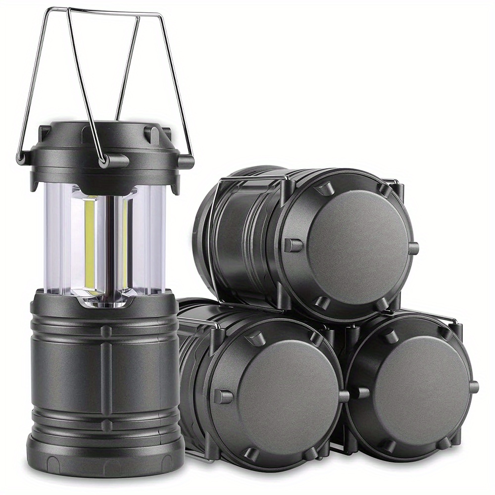 1/2/4 pakovanje ultra-svetlih LED fenjera za kampovanje | Sklopivi dizajn, na baterije, prenosivo svetlo za aktivnosti na otvorenom, pripremu za hitne slučajeve, planinarenje, nestanak struje - Polirani metalni kraj, IP44