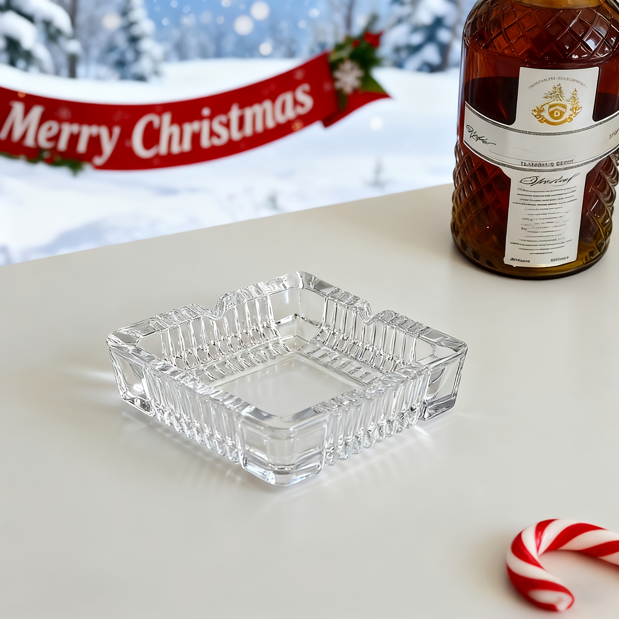 1 kom, Kvadratni Kristalni Stakleni Pepeljar, Stakleni Pepeljar Kvadratni Kristalni Pepeljar, Dijamantski Oblik Pepeljar Klasičnog Dizajna za Travu, Dom, Kancelariju, Bar, Salon, Moderni Dekorativni Dodatak za Sto, Poklon za Muškarce, 180mm