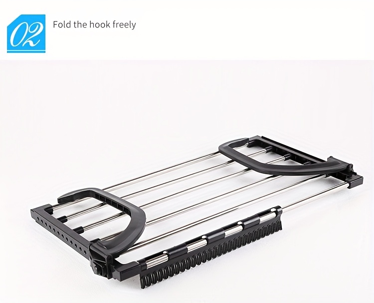 1 komad velikog sklopivog stalka za sušenje veša na radijatoru, napravljenog od nerđajućeg čelika i plastike, dimenzija 59 na 32 cm, opremljen odvojivim štipaljkama za čarape, stalci za sušenje veša