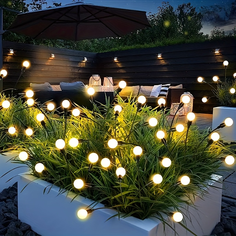 6 LED Solarnih Lampi za Dvorište | Lampion Svetlucavih Bubamara, Pogodno za Terasu, Travnjak, Stazu, Spoljnu Dekoraciju, Osvetljenje za Zabave, Dekoraciju za Venčanja, Za Sve Sezone | Solarno Punjenje, Ne može se Ukloniti, Polu-Ugradna Montaža, Abažur od Nerđajućeg Čelika, Kontrola Senzorom Svetla