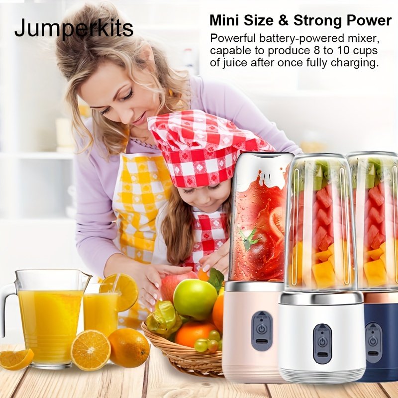 Prenosiva mala čaša za sok sa punjenjem | JUMPERKITS Multifunkcionalni sokovnik od 19,51 cm, USB punjenje, oštrica od nerđajućeg čelika 304, automatsko čišćenje, savršen poklon za dom, kuhinju i putovanja, idealno za Dan zaljubljenih, Dan zahvalnosti, Božić