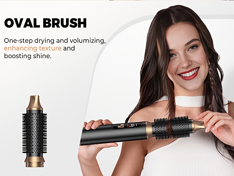 5-u-1 Stajler za Vrući Vazduh za Žene, 1000W Jonska Četka za Sušenje Kose sa LCD Ekranom, 3 Podešavanja, Uvijanje & Nastavci, Četka za Kontrolu Kovrdžanja i Feniranje