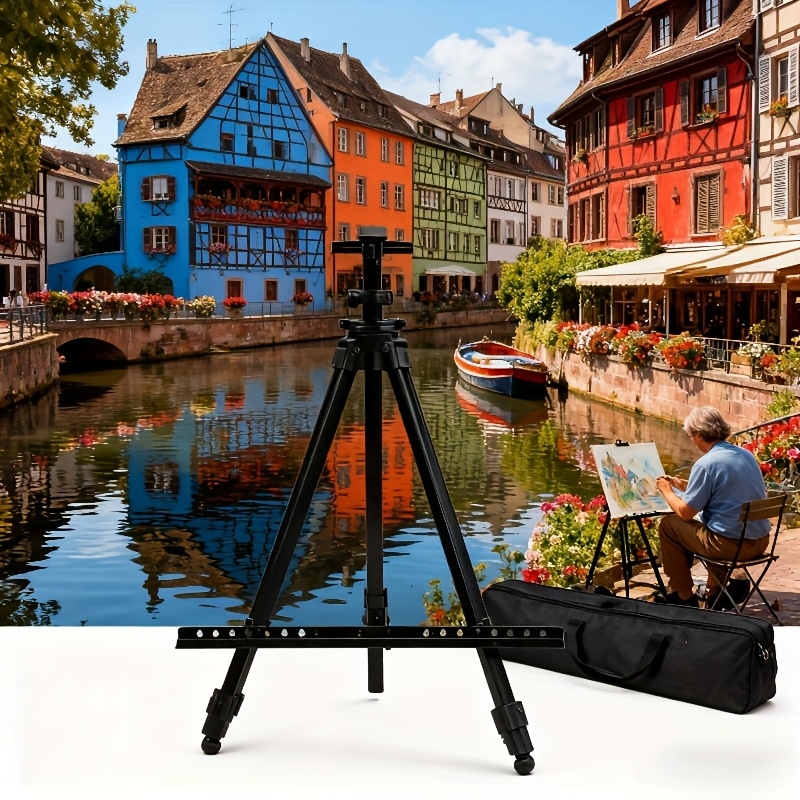 Prenosivi podesivi aluminijumski stativ sa sklopivom torbom za nošenje, čvrstom bazom, idealan za skiciranje na otvorenom, slikanje i reklamne displeje, savršena oprema za umetnike i slikare