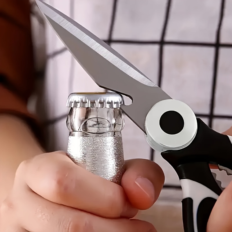 Višenamenske makaze od nerđajućeg čelika | Izdržljive, oštre, ergonomska ručka za sečenje, otvaranje kutija, rezanje, obrezivanje, neelektrične | Mat završetak, plastična ručka, nerđajući čelik 403, bezbedne za hranu