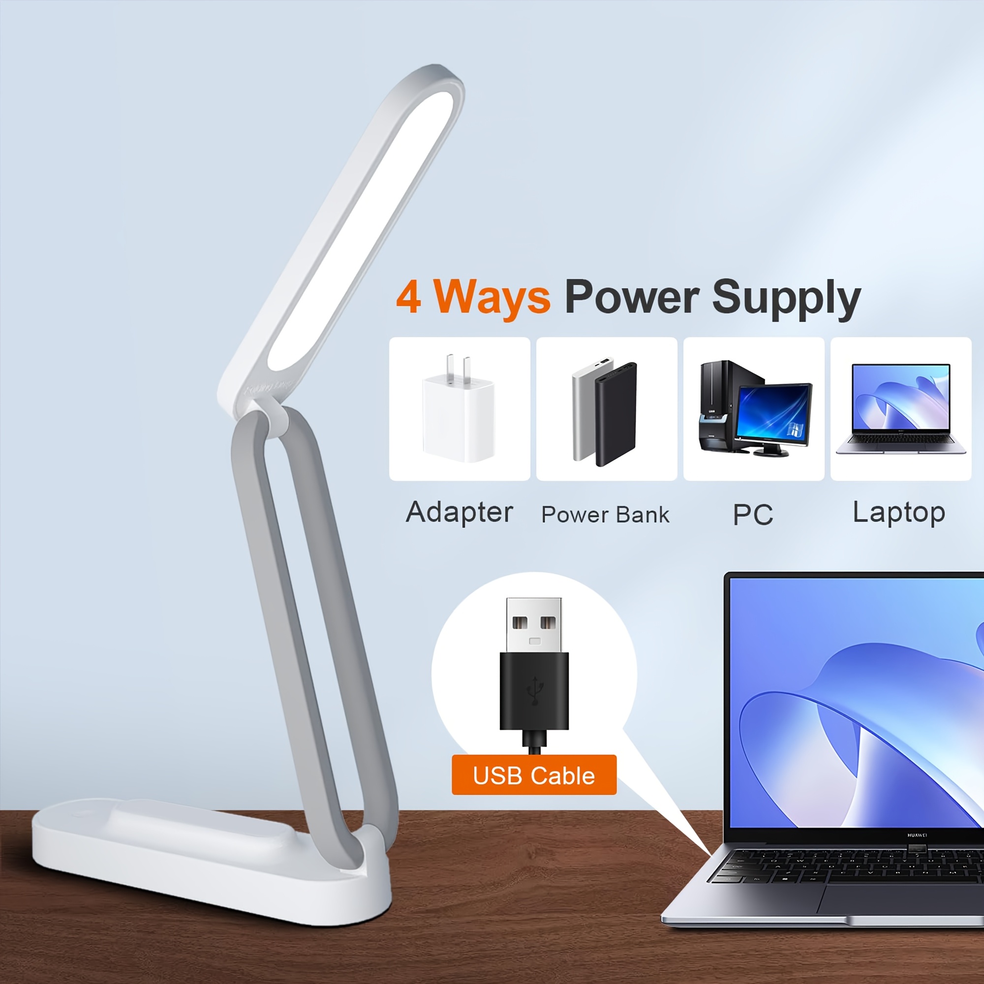 1 komad Sklopiva LED Stona Lampa | Punjiva, Podešljiva, Svetlo za Zaštitu Očiju sa 3 Nivoa Osvetljenja, USB Punjenje, Prenosiva za Kuću, Kancelariju, Putovanja