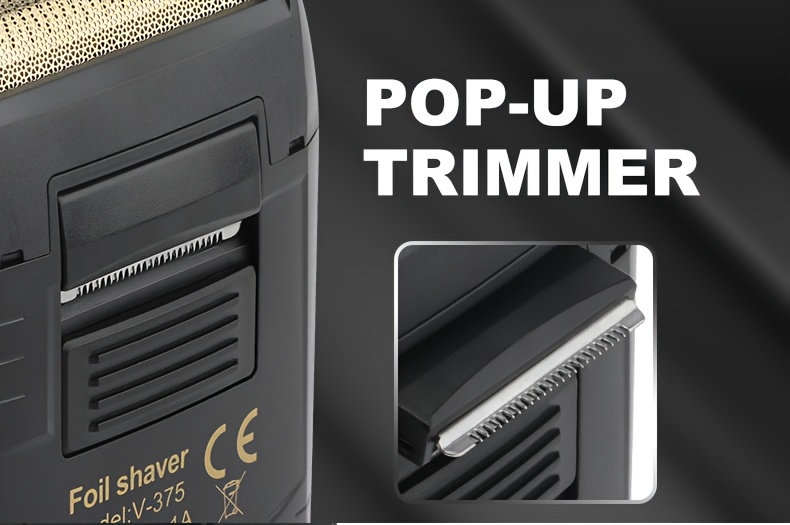 V-375 USB punjivi profesionalni muški električni brijač - Crni minimalistički bežični brijač sa folijom, trimer za zaliske i trimer za bradu, savršen poklon za muškarce