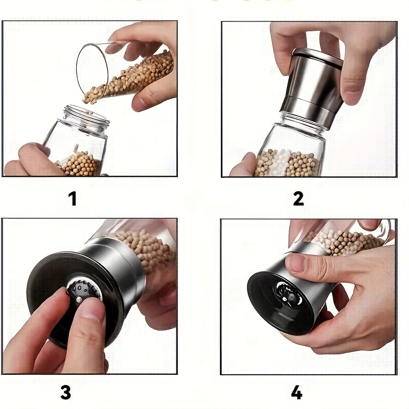 1 kom, Nerđajući čelični mlin za biber, Ručni mlin za morsku so, Kućni mlin za začine, Punjivi uređaj za mlevenje bibera, Drobilica za biber, Kuhinjski alati, Kuhinjski esencijali