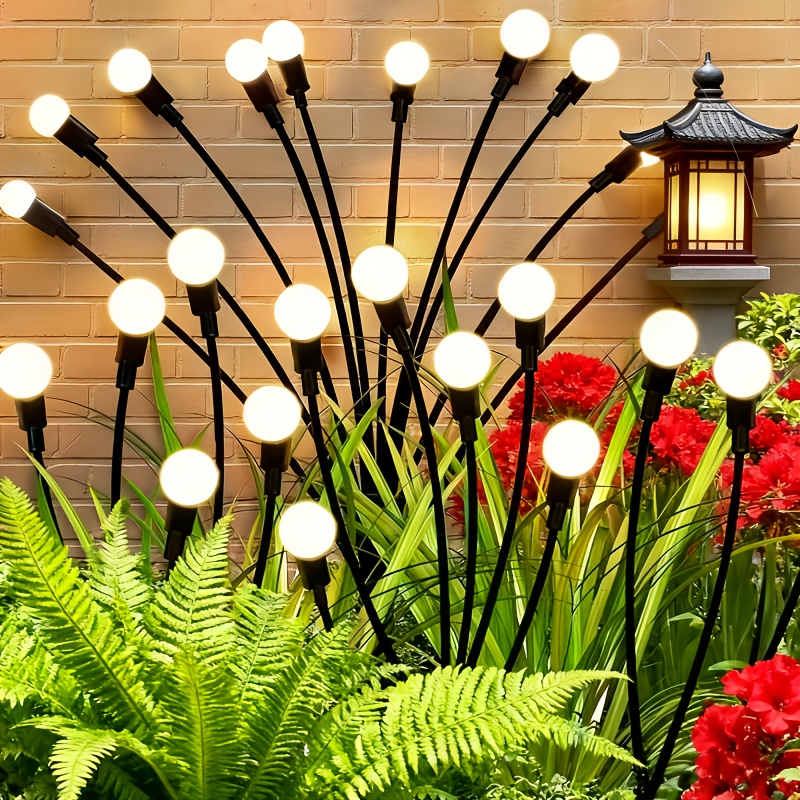 6 LED Solarnih Lampi za Dvorište | Lampion Svetlucavih Bubamara, Pogodno za Terasu, Travnjak, Stazu, Spoljnu Dekoraciju, Osvetljenje za Zabave, Dekoraciju za Venčanja, Za Sve Sezone | Solarno Punjenje, Ne može se Ukloniti, Polu-Ugradna Montaža, Abažur od Nerđajućeg Čelika, Kontrola Senzorom Svetla