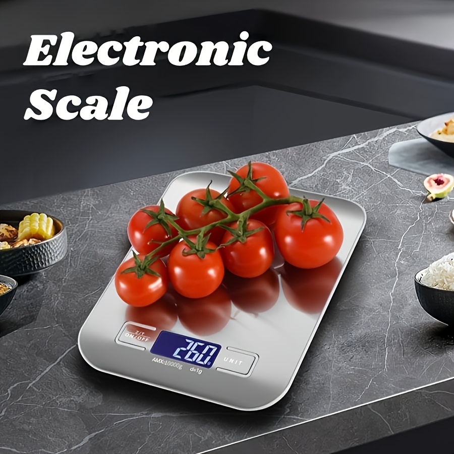1 kom. Visokoprecizna digitalna kuhinjska vaga sa funkcijom tare i zadržavanjem/konverzijom jedinica - 10kg/22 vaga za pečenje, grami/// za precizno merenje težine, higijenska vaga za hranu za pečenje, praćenje dijete - 304 nerđajući čelik