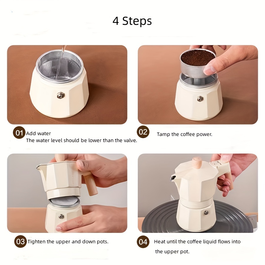 Klasični italijanski aparat za espresso kafu - Elegantna aluminijumska posuda za kafu sa ručnim upravljanjem, nije potrebna struja - Savršeno za kućno pravljenje moke i čaja, elegantan dizajn za ljubitelje kafe, ručni aparat za espresso|Tradicionalni aparat za kafu|Dizajn ručke za merenje